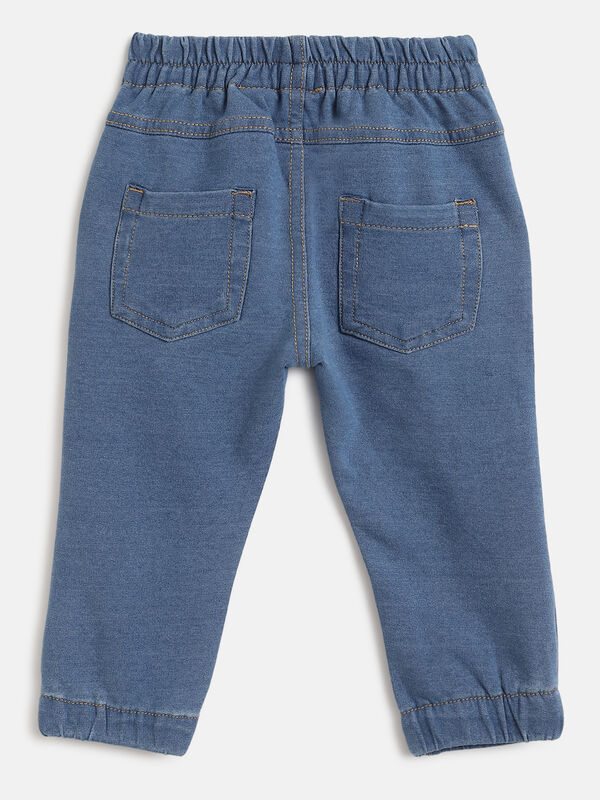 Boys Medium Blue Knitted Jeans image number 1